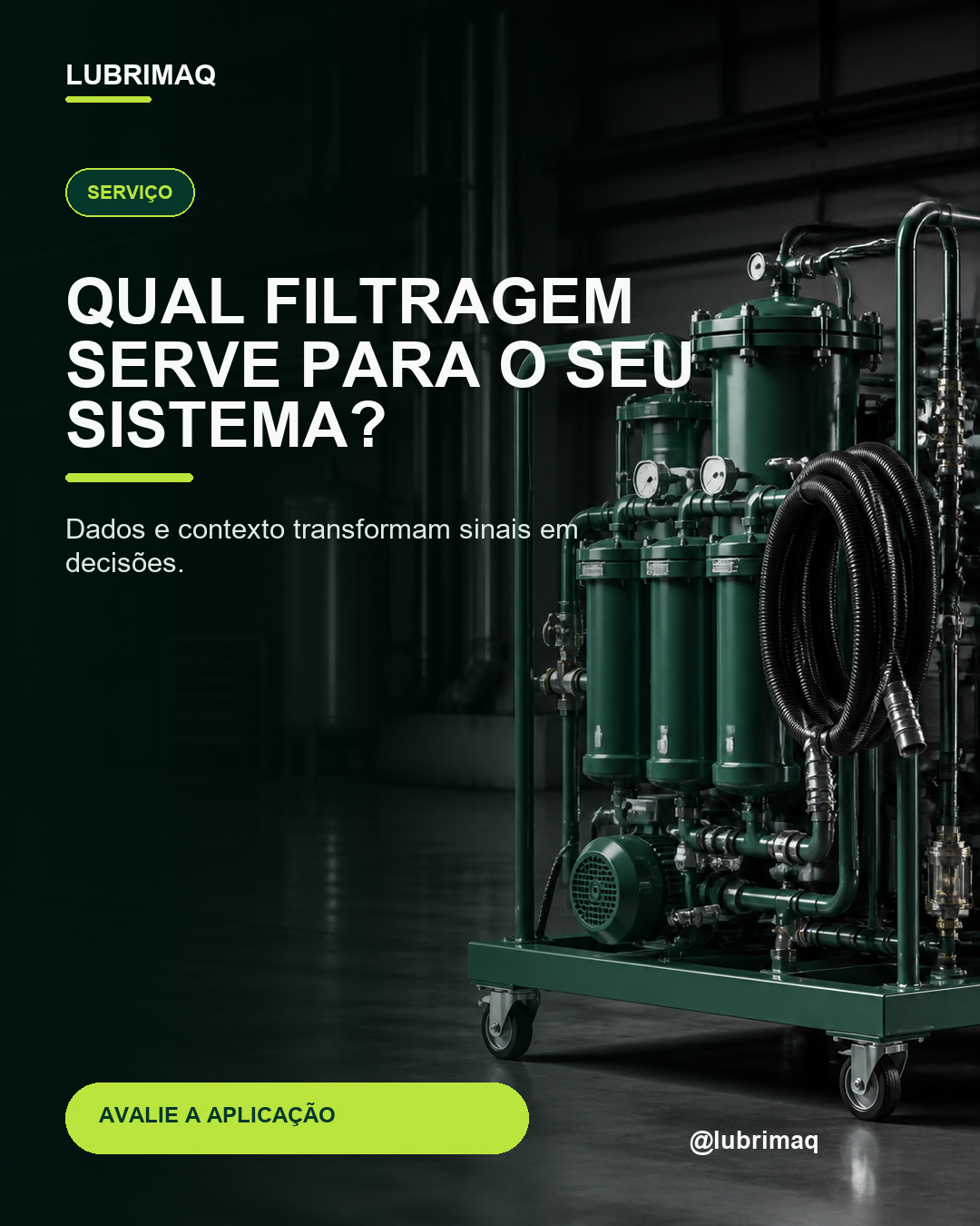 Unidade móvel para filtragem offline de óleo industrial
