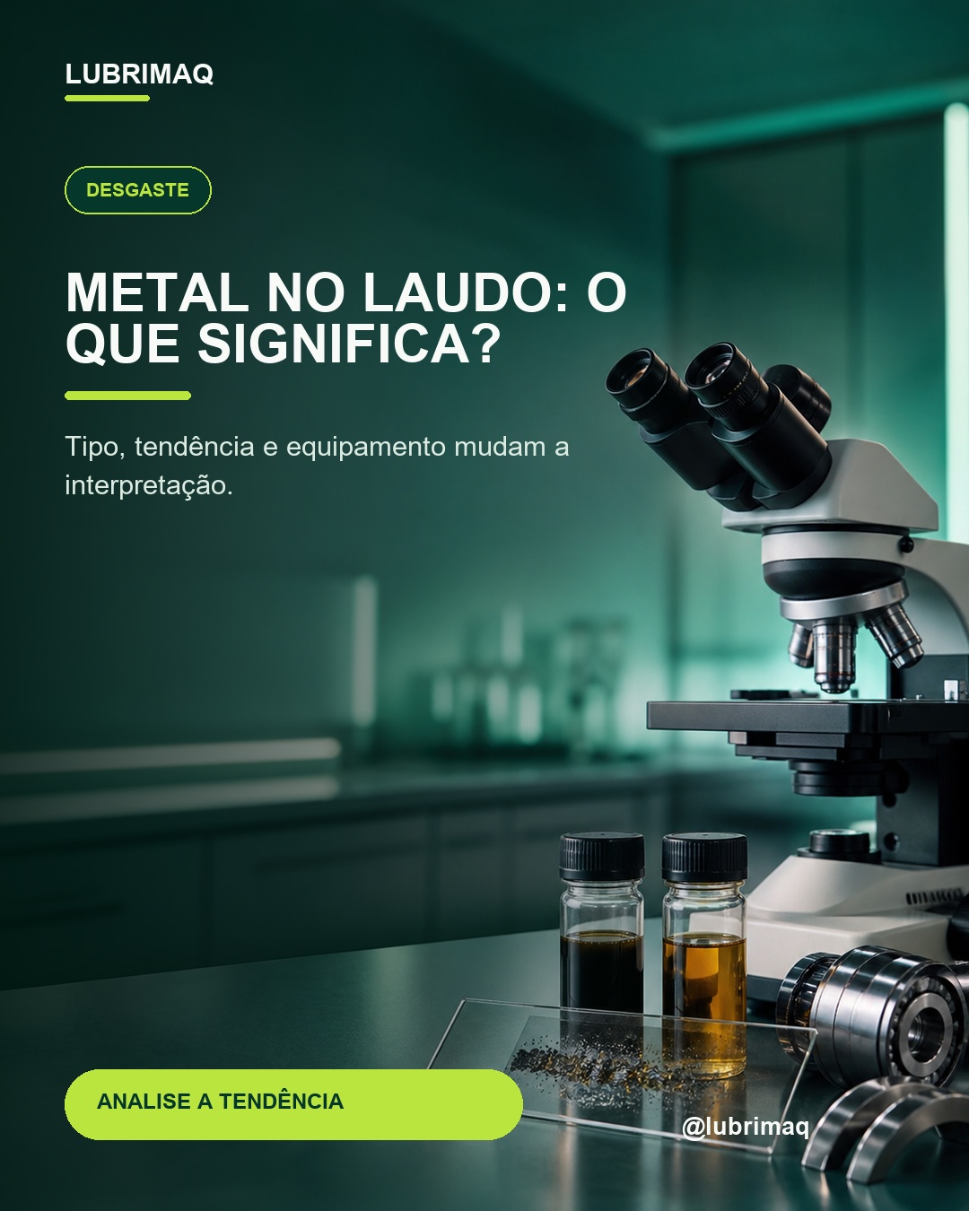 Partículas metálicas analisadas em amostra de óleo industrial